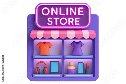 Isolated Ecommerce Online Shop 3D Render Icon Illustration