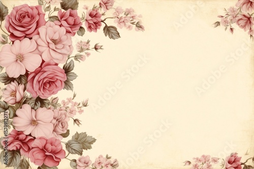 Vintage Flowers Border, Retro Floral Frame Background, Flower Border, Old Floral Border Design