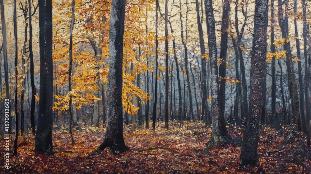 Fototapeta premium Beech forest during autumn