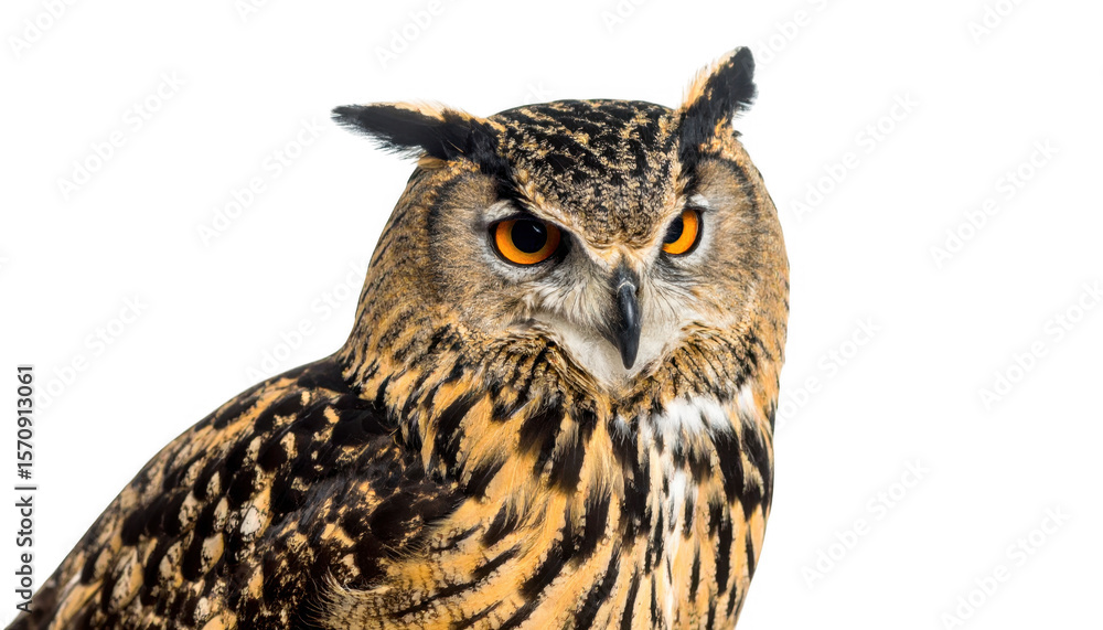Fototapeta premium Closeup owl portrait isolated on transparent background