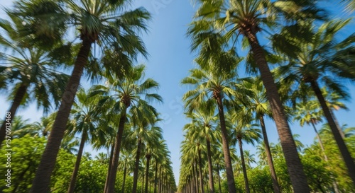 Wallpaper Mural Palm trees line a pathway, reaching towards a clear blue sky. Torontodigital.ca