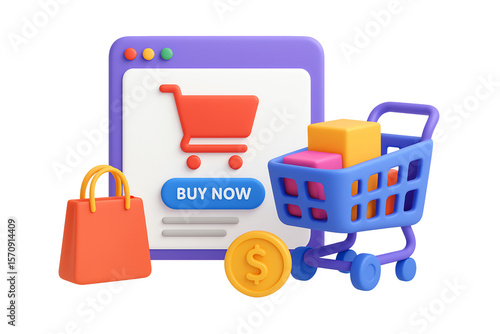 Isolated Ecommerce Online Shop 3D Render Icon Illustration