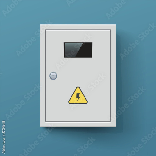 a closed electric panel with danger icon