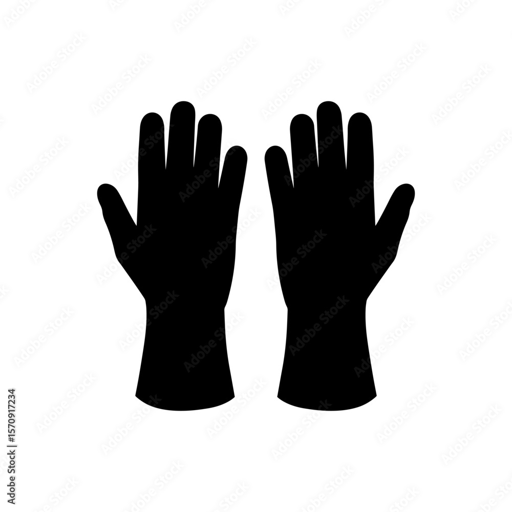 Fototapeta premium Work gloves silhouette vector flat illustration design.