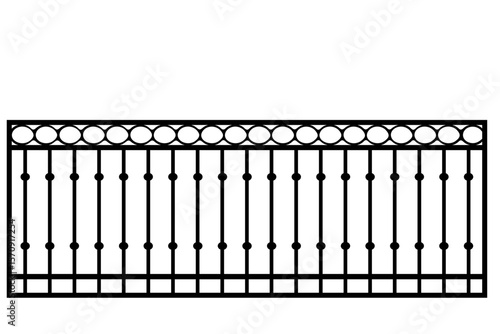 Decorative Balcony Grills, Balcony Iron Railings, Balcony fence. Gallery Front view Railings vector illustration