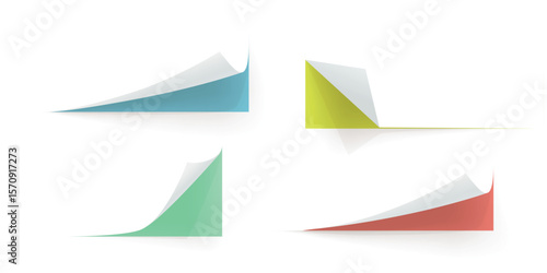 realistic various paper curled corners in set