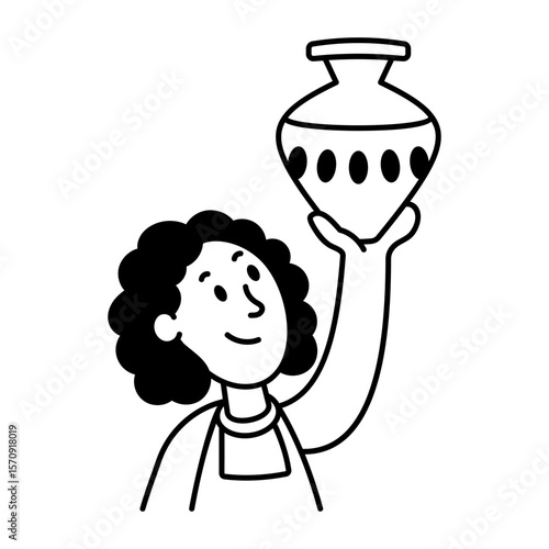 A doodle style icon denoting a pottery art piece
