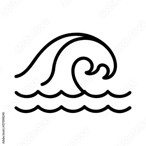 Ocean wave icon illustration in minimalist style  