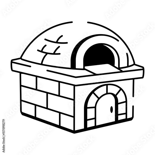 A drawing style icon depicting a pottery kiln chamber
