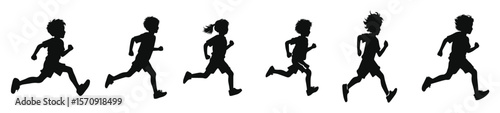 running kids silhouette vector illustration