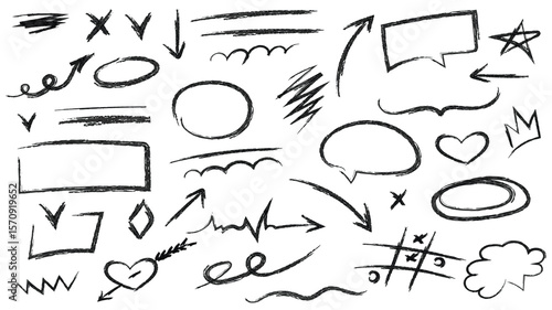 scribble doodle paint underline children set marker scratch vector pen squiggle kit black stoke