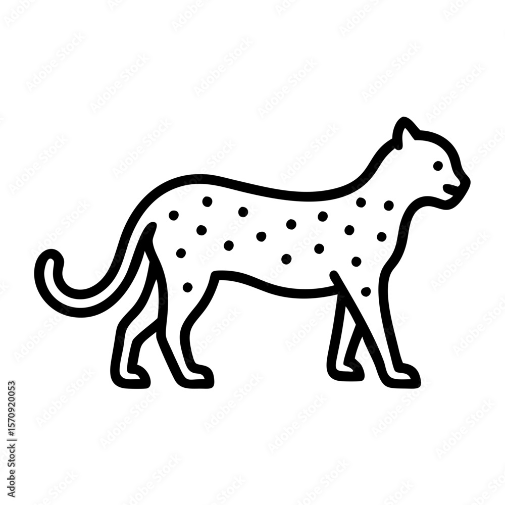 Obraz premium Leopard walking in outline style with dotted patterns 