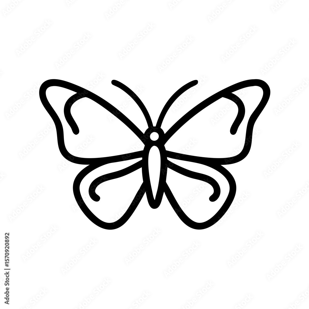 Fototapeta premium Outline of a butterfly illustration in minimalistic design 