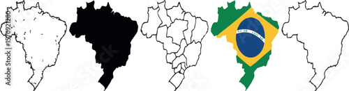 Brazilian geography and flag representations brazil map country outline