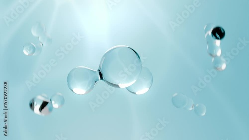 Wallpaper Mural Molecule 3D Animation Render on Blue Clear Water Background 3d render Torontodigital.ca