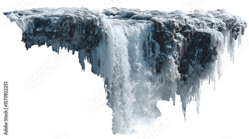 Fototapeta Naklejka Na Ścianę i Meble -  Frozen Waterfall Edge, isolated on transparent background