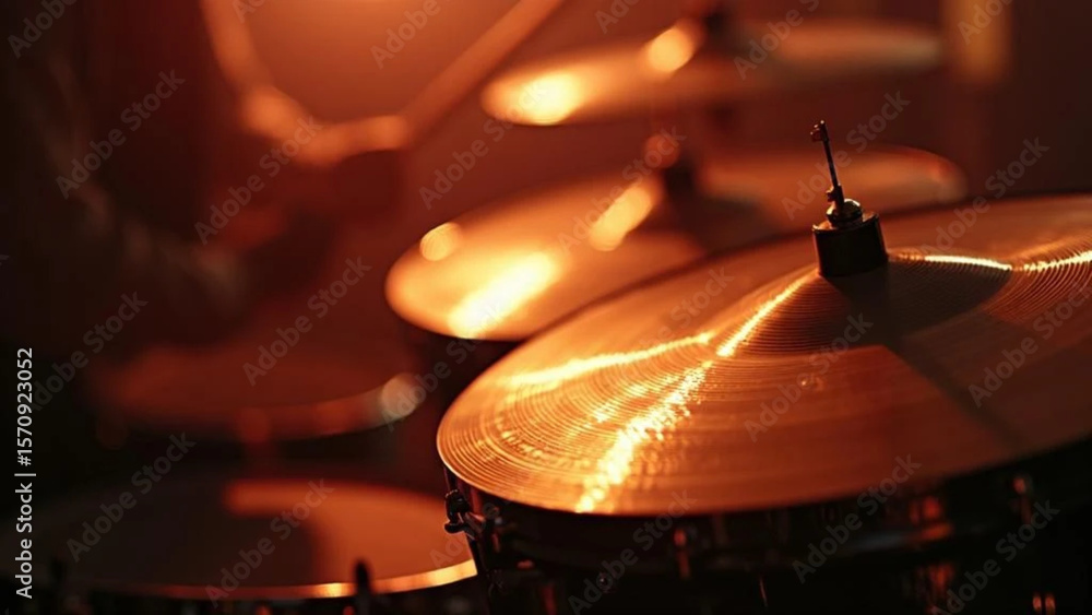 Obraz premium Cymbal of a drum set. Close up. 