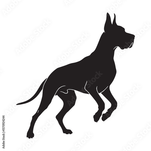 Defined Great Dane digital black image, characterized by sharp, distinct lines - Great Dane silhouette - Great Dane Vector - Silhouette of Great Dane - dog vector

