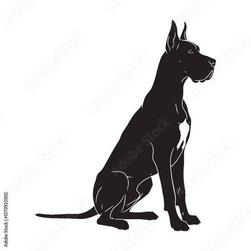 Gentle Great Dane black vector graphic, reflecting its calm and loving temperament - Great Dane silhouette - Great Dane Vector - Silhouette of Great Dane - dog silhouette

