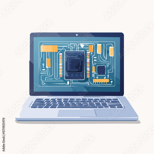 laptop with circuit board design clip art preview