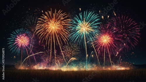 Colorful ribbons and fireworks,Adobe Illustrator Artwork