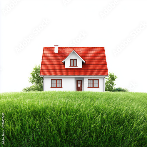 Wallpaper Mural A Dreamy House in a Lush Green Garden , white background cut out PNG Torontodigital.ca