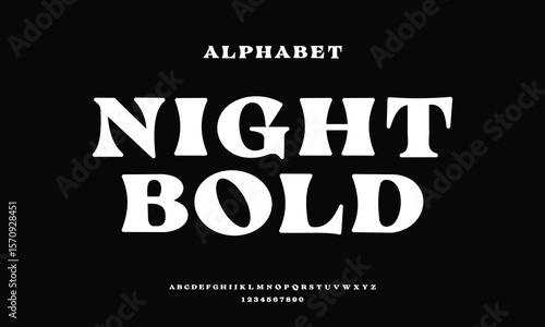 Night Bold  is Elegant  Bold Font Uppercase and Number. Classic Lettering Minimal Fashion Designs. Typography modern serif fonts regular decorative vintage concept. vector illustration