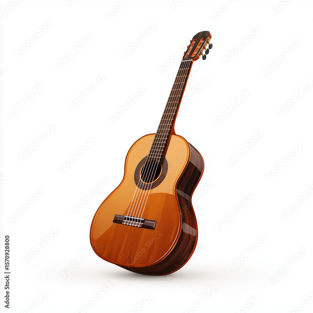 Fototapeta premium Elegant Acoustic Guitar Illustration , white background cut out PNG