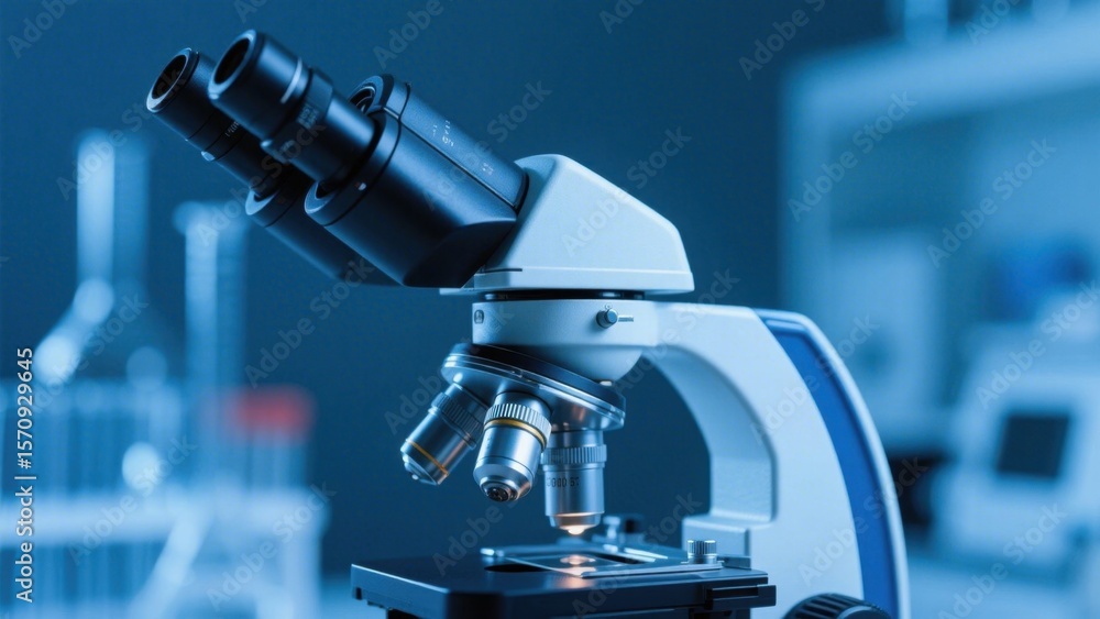 A close - up of a microscope in a laboratory showcases the precision of scientific research instruments, conveying a professional atmosphere of exploring the microscopic world. A close - up of a microscope in a laboratory showcases the precision of scientific research instruments, conveying a professional atmosphere of exploring the microscopic world.