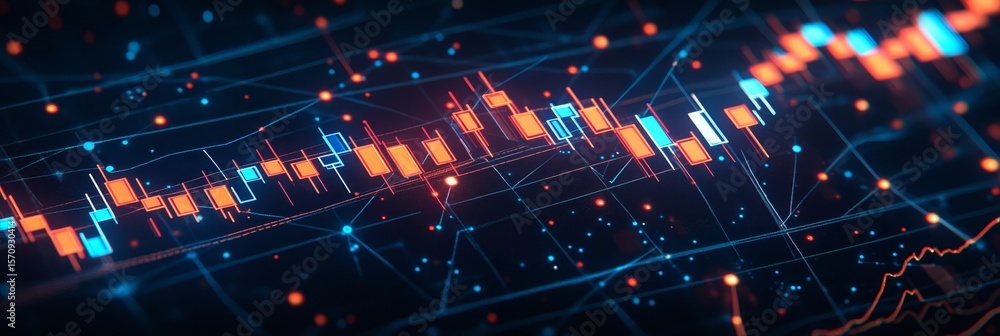 Fototapeta premium Financial Markets Investment Analysis Diagram with Rising Share Values and Growth Trends Displayed