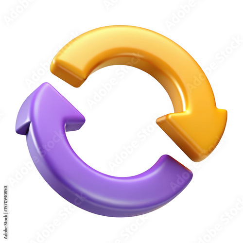 3d circular arrows refresh icon isolated on transparent background