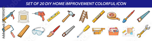Set of DIY Home Improvement Colorful Icons