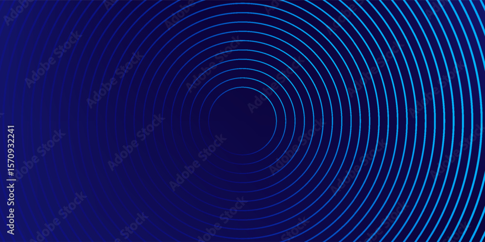 Obraz premium Abstract blue glowing geometric lines on dark blue background. Modern shiny blue circle lines pattern. Futuristic technology concept. Suit for cover, poster, banner, brochure, header, website