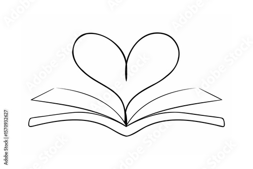 Open book heart shape love