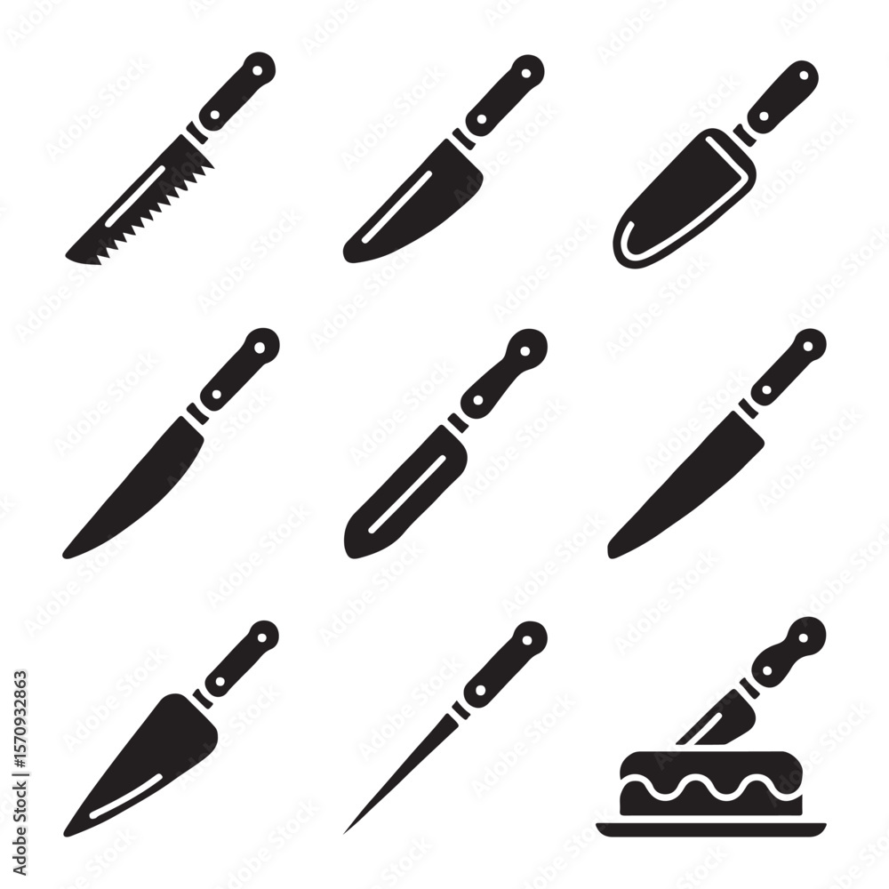 Cake Knife Icons for Dessert Cutting
Cake Knife Icons for Dessert Cutting
