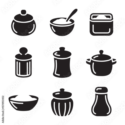 Salt Cellar Icons set Collection
