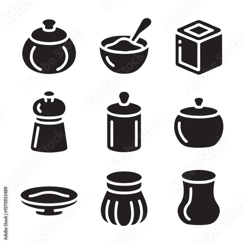Salt Cellar Icons set Collection
