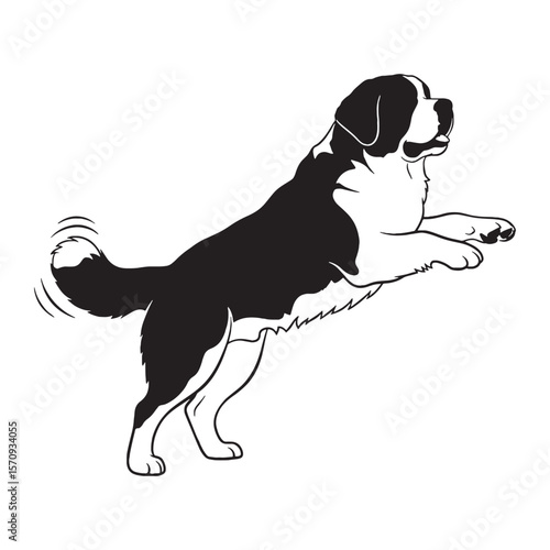 Unique Saint Bernard digital black design, a great choice for a distinctive canine silhouette - Saint Bernard silhouette - Saint Bernard Vector - Silhouette of Saint Bernard - dog silhouette

