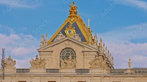 The view of the Versaille castle in France. View of the castle from the inner garden