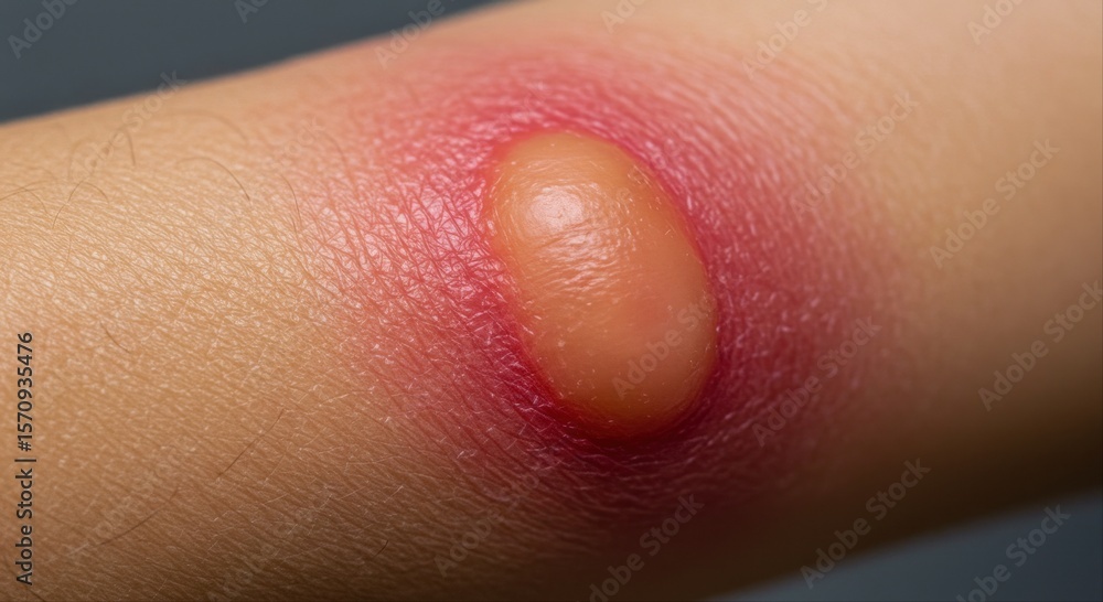 Fototapeta premium burned hand with blister in close-up view 