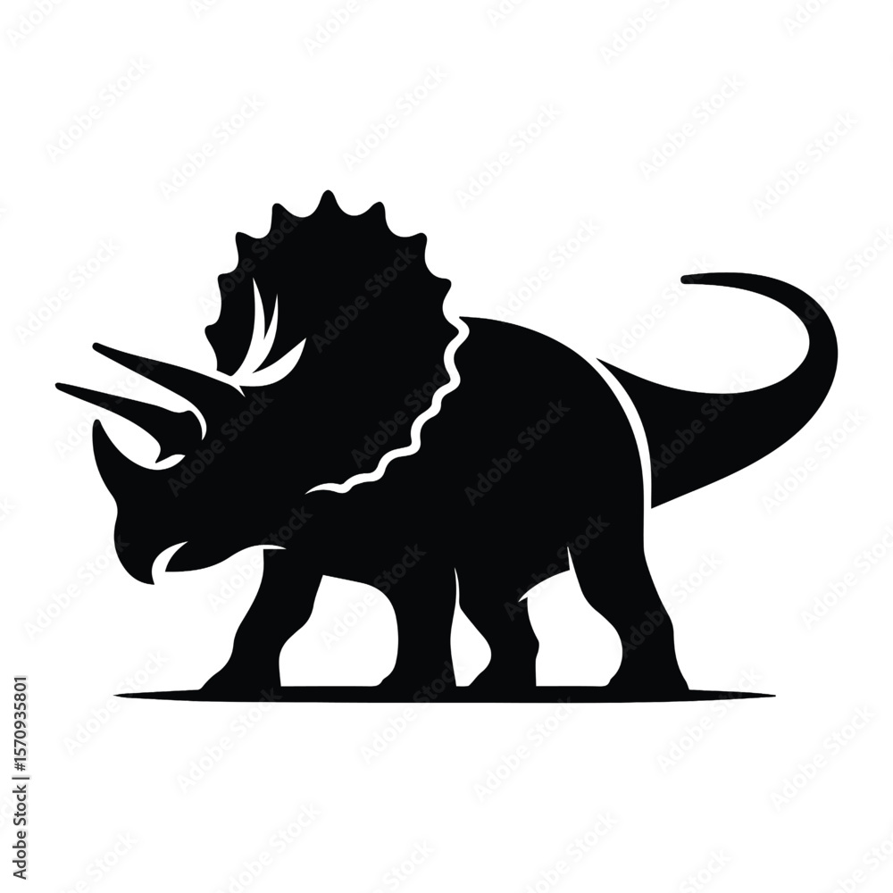 Fototapeta premium vector silhouettes of Triceratops