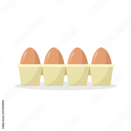 Chicken eggs in tray icon. Farm product. Healthy food. Protein.