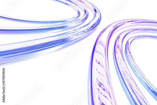 Fototapeta Naklejka Na Ścianę i Meble -  3d glass holographic transparent streaks with speed motion effect. Dynamic blue pink background with gradient curve wave shapes, crystal light hologram energy. Abstract bg, wallpaper