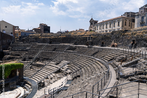 Catania, Italy: 06232023:greek roman theatre in Catania, Sicily