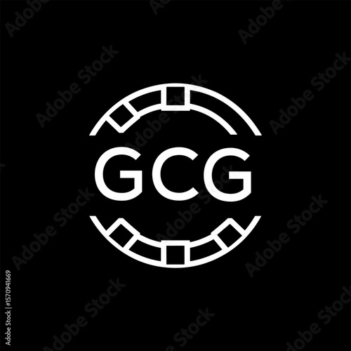 GCG Creative Letter mark Badge Logo Design, GCG Later Logo, Geometric Monogram Logo on Black Background, GCG  Later Logo, Contemporary Minimal Logo for Business Identity.
