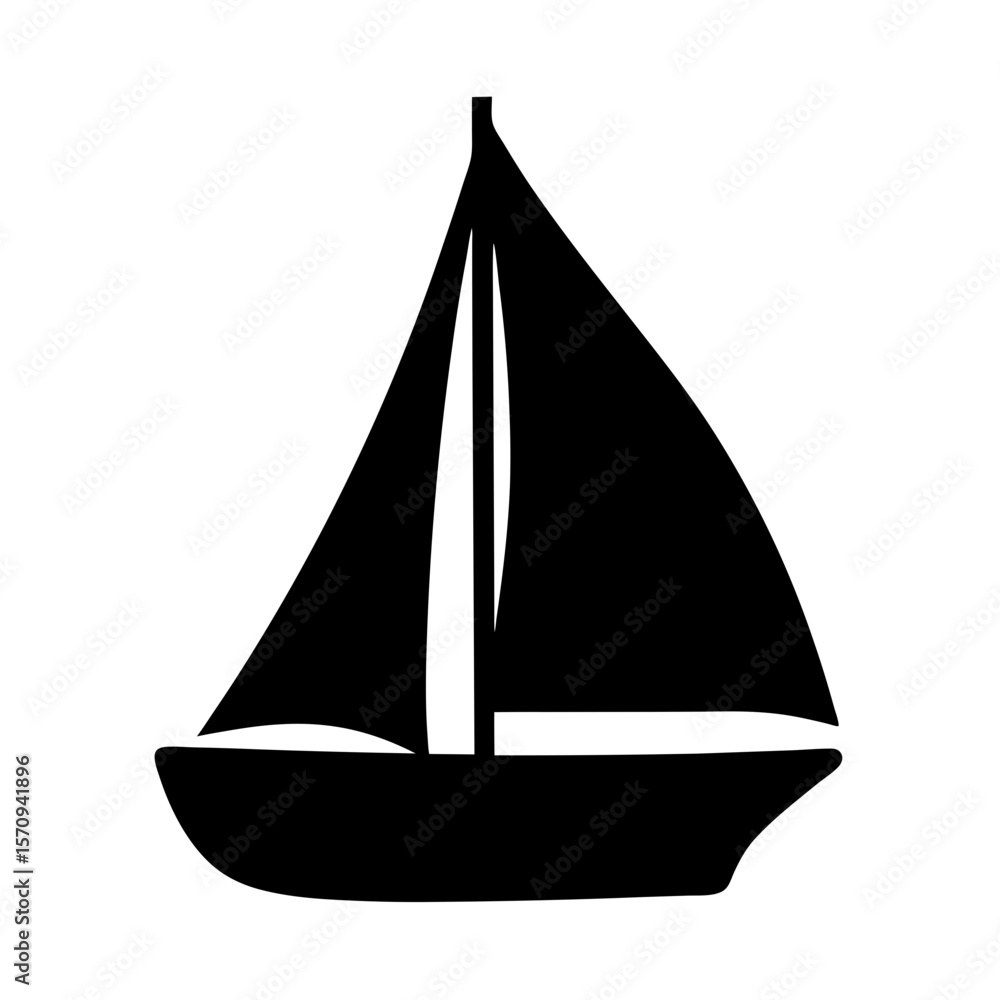 Fototapeta premium Silhouette of a sailboat gliding on the water, a peaceful maritime scene