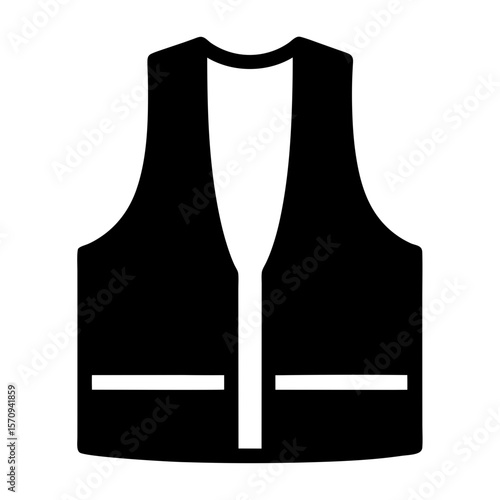 Simple illustration of a vest with pockets and a wide neck