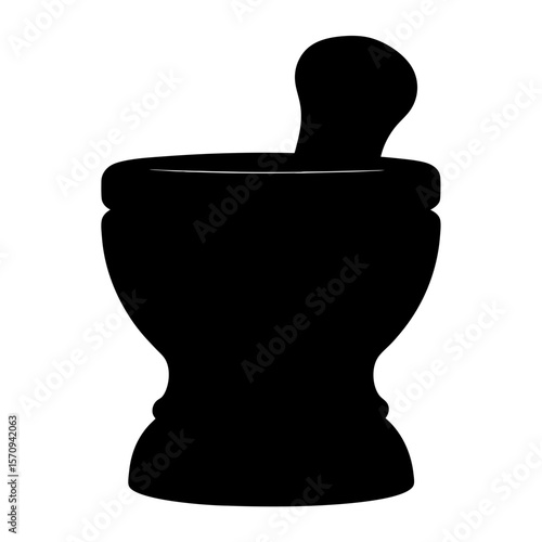Silhouette of mortar and pestle a symbol of pharmacy and medicine