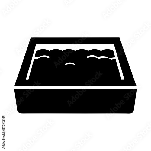 Stylized Black and White Illustration of a Hot Tub or Jacuzzi filled with water