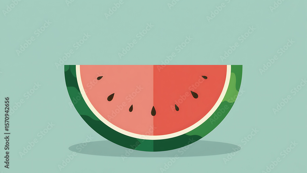 Minimalistic watermelon slice illustration on a light blue background, perfect for summer-themed designs and food-related content. Minimalistic watermelon slice illustration on a light blue background, perfect for summer-themed designs and food-related content.